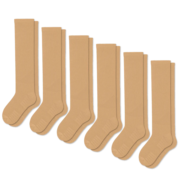 Tan Compression Socks Bundle 6-Pack