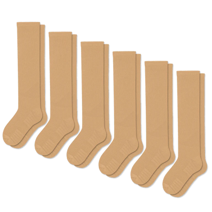 Tan Compression Socks Bundle 6-Pack