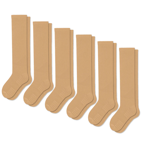 Tan Compression Socks Bundle 6-Pack