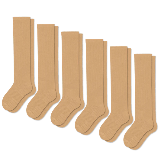 Tan Compression Socks Bundle 6-Pack