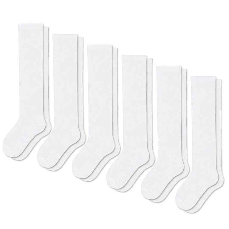 White Compression Socks Bundle 6-Pack
